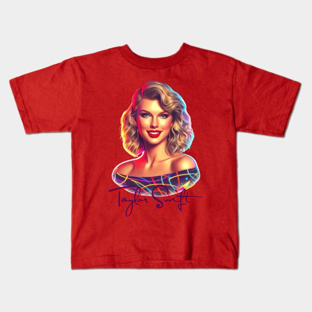 Taylor Swift 80's Kids T-Shirt by Tiger Mountain Design Co.
